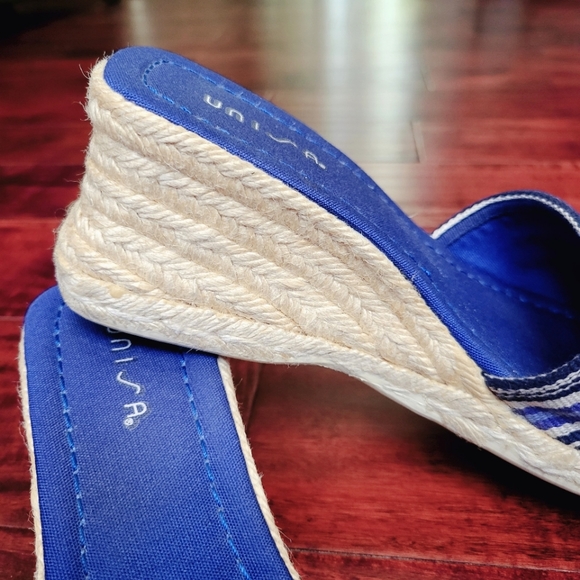 Unisa Espradilles Size 7.5 Unisa Wedge Sandals Womens Blue White Stripes - Picture 6 of 9